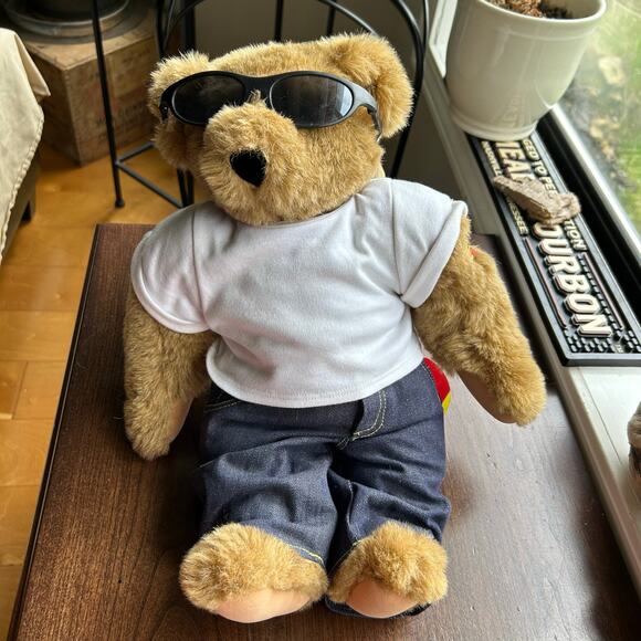 New! Vermont Teddy Bear Cool Guy Bear with Sunglasses and Love Tattoo - Picture 1 of 11